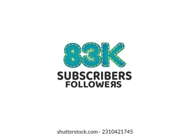 83K, 83.000 Subscribers Followers for internet, social media use - vector