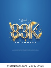 83k danke Ihnen Anhänger, elegantes Design für Social Media Post-Banner-Poster.