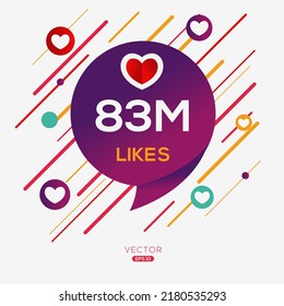 83M, 83 million likes design for social network, Vector illustration.