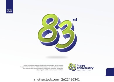83rd Anniversary 3D Number with Silver Jubilee Design in Pear Green and Violet Blue