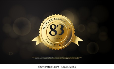 83rd anniversary background with illustrations of numbers in a circle with writing on the ribbon.