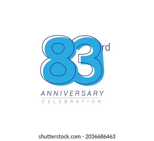 Diseño vectorial de color azul en el 83° aniversario para la celebración del cumpleaños, aislado en fondo blanco