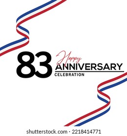83rd Anniversary celebration background.  background with bent ribbon vector design