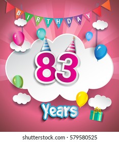 83rd Anniversary Celebration Design Clouds Balloons Stock Vector ...