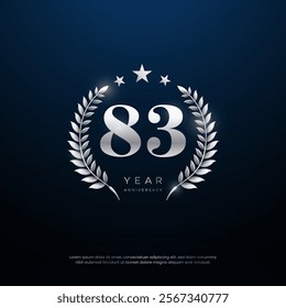 83rd Anniversary celebration, Eighty-third year Anniversary celebration on lights background for celebration event, festive illustration.
