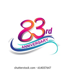 83rd anniversary celebration logotype blue and red colored. eighty three years birthday logo on white background.