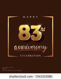 83rd anniversary celebration logotype with handwriting golden color elegant design isolated on dark background. vector anniversary for celebration, invitation card, and greeting card.