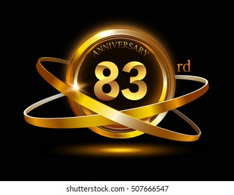 83rd anniversary with gold ring graphic elementson black bacground