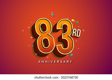 83rd Anniversary Logo Design With Colorful Confetti, Birthday Greeting card with Colorful design elements for banner and invitation card of anniversary celebration.