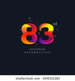 83rd Anniversary Logo Design, Number or Digit 83 Icon Vector Template.