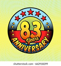 83rd anniversary logo. Vector and illustrations. Comics anniversary logo.