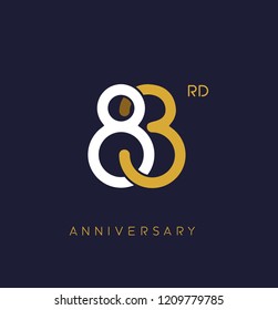 83rd anniversary logo.overlapping number with simple monogram color. vector design for greeting card and invitation card.