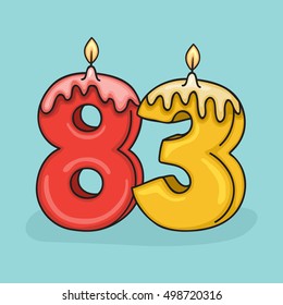83rd Birthday Candle Number .Vector design template elements for your birthday celebration.