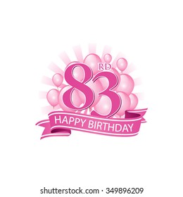 83rd Pink Happy Birthday Logo Balloons Stock Vector (Royalty Free ...