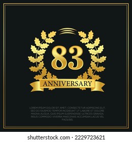 83rd Year anniversary celebration background.  Golden numbers with gold ribbon, vector design.
