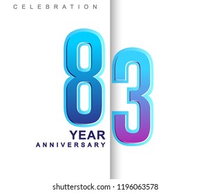 83rd Years Anniversary with colorful design. Applicable for brochure, flyer, Posters, web and Banner Designs, anniversary celebration