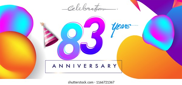83rd years anniversary logo, vector design birthday celebration with colorful geometric background and abstract elements