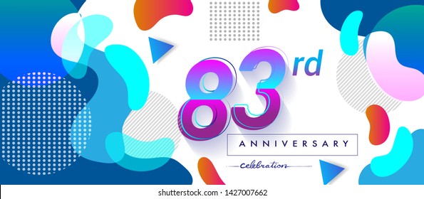 83rd years anniversary logo, vector design birthday celebration with colorful geometric background and circles shape.