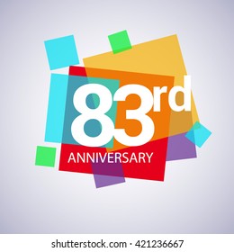 83rd years anniversary logo, vector design birthday celebration with colorful geometric isolated on white background.