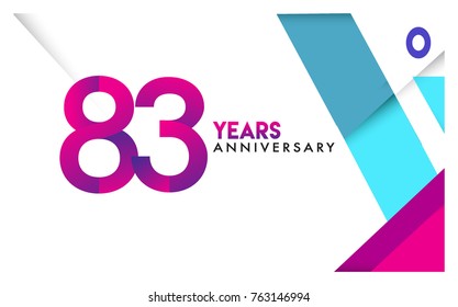 83rd years anniversary logo, vector design birthday celebration with colorful geometric isolated on white background.