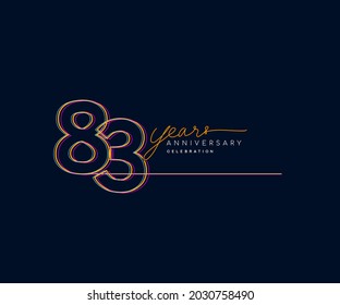 83rd Years Anniversary Logotype with Colorful Multi Line Number Isolated on Dark Background.