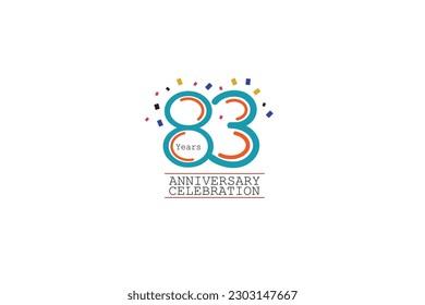 83th, 83 years, 83 year anniversary 2 colors blue and orange on white background abstract style logotype, vector design for celebration vector