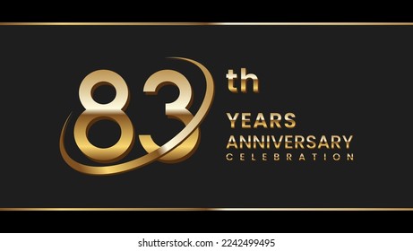 83th anniversary logo design with gold ring. Logo Vector Illustration