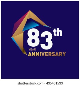 83th anniversary logo with gold shape modern looks. Anniversary signs illustration. Gold anniversary logo design and illustration