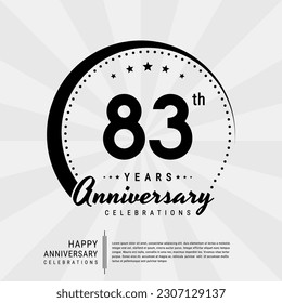 Plantilla de diseño del 83 aniversario. ilustración de plantilla de vector