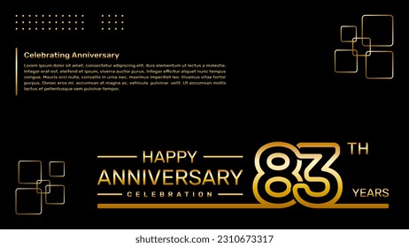 83th year anniversary template design with gold color, vector template illustration