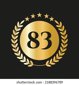 83th Years Anniversary Celebration Icon Vector Logo Design Template With Golden Concept