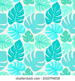 83.vector color foliages monstera leaf plant seamless pattern background