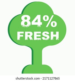 84% 6everyday graphic label or sticker on white background, vector design illustration. Suitable for product label