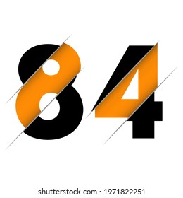 84 8 4 Number Logo Design with a Creative Cut and Black Circle Background. Creative logo design.