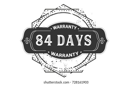 84 days warranty icon vintage rubber stamp guarantee