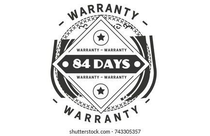 84 days warranty icon vintage rubber stamp guarantee