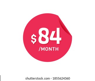 $84 Dollar Month. 84 USD Monthly sticker