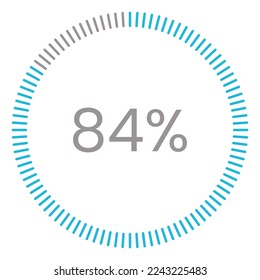 84 % Ladung. 84 % Kreisdiagramme Infografik-Vektorgrafik, 84 % einsatzbereit für Webdesign ux-ui