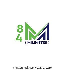 84 MM Milimeter icon Vector Art Illustration with fantastic font and nice green blue colors in white background template