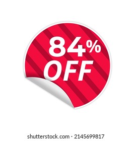 Up To 84% Off Special Offer sale sticker on white background, red sticker, vector illustration