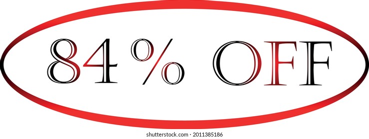 84 por ciento del símbolo de vector rojo. símbolo de descuento, promoción de descuento, oferta de descuento de venta, publicidad de marketing, súper venta.