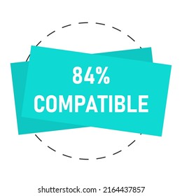 84% percentage compatible vector art illustration sign symbol - flat art illustration with fantastic looking font and blue colorshape isolated on white background