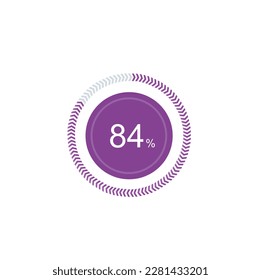 84% percentage infographic circle icons,84 percents pie chart infographic elements for Illustration, business, web design.