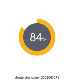 84% percentage infographic circle icons,84 percents pie chart infographic elements for Illustration, business, web design.