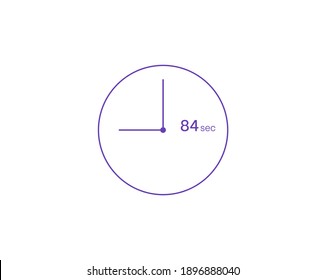 The 84 seconds, Timer 84 sec icon, stopwatch vector icon. Clock and watch, timer, countdown symbol