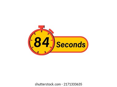 84 Seconds timers Clocks, Timer 84 sec icon, countdown icon. Time measure. Chronometer icon isolated on white background