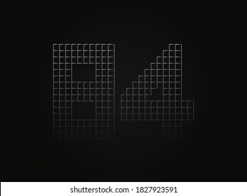 84 vector number made of metal chain link fence. For logo, brand label, design elements, application and more. 