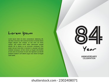 84 year anniversary celebration logotype on green background for poster, banner, leaflet, flyer, brochure, web, invitations or greeting card, 84 number design, 84th Birthday invitation