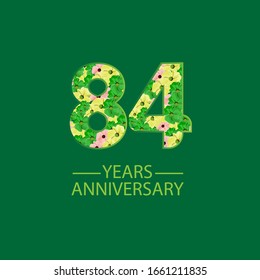 Ilustración de diseño de plantillas vectoriales de celebración de 84 años