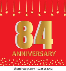 Celebración del 84 aniversario, diseño vectorial para celebraciones, tarjetas de invitación y tarjetas de felicitación